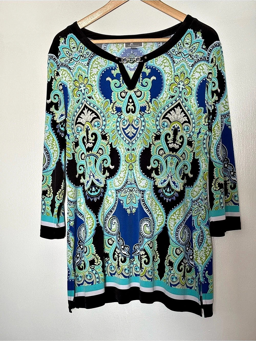 Misook Paisley Mini Dress in Blue & Black Like New